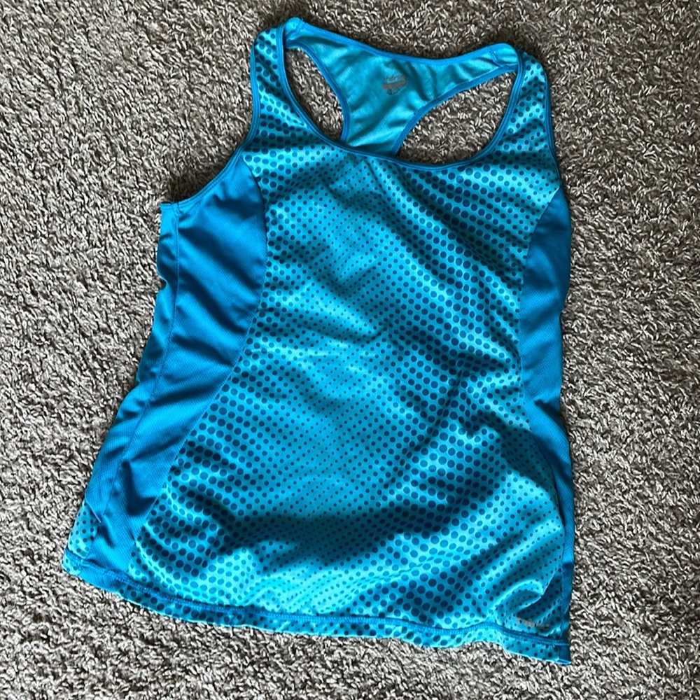 Blue racer back active tank top